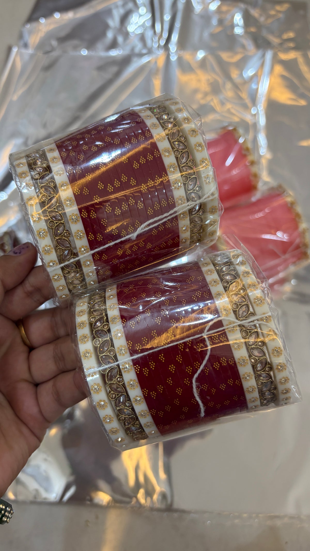 ‘Shubhra’ printed Deep Red short chooda