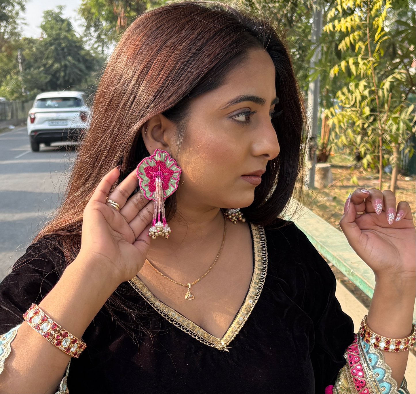 Hand embroidered earrings