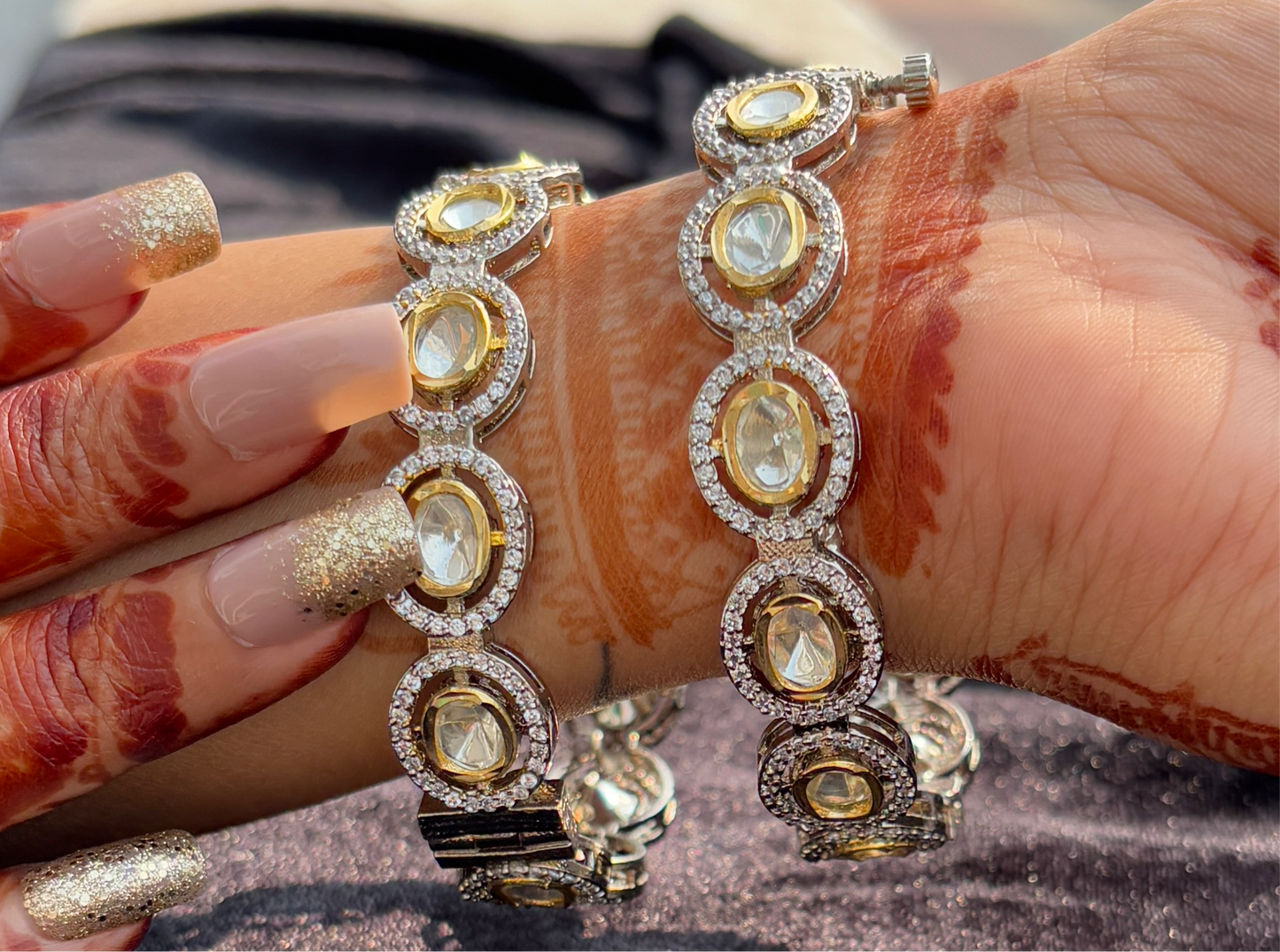 Uncut polki screw bangles