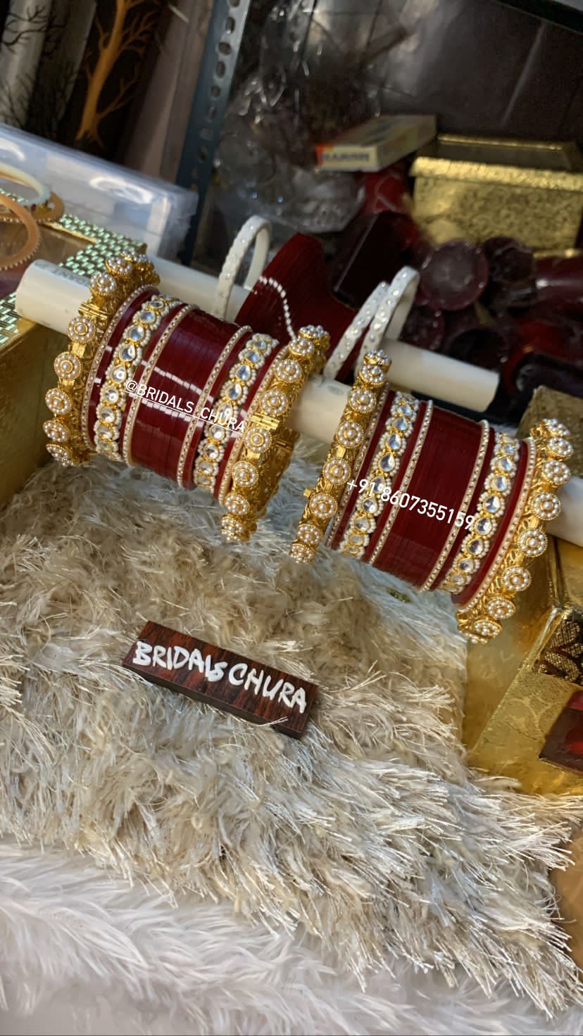 Pachi kundan short bridal chooda – The Bridal Chura
