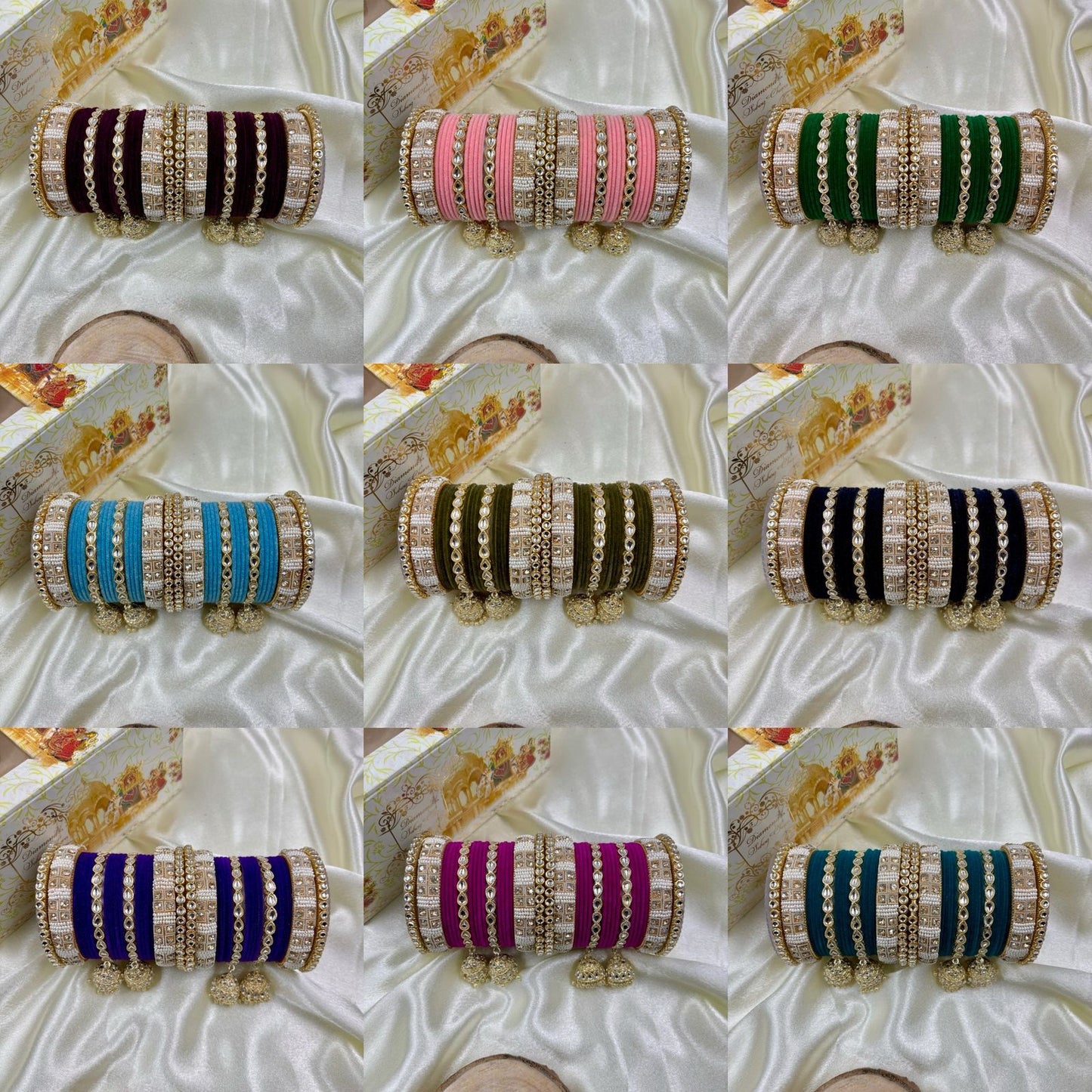 Kundan bangle set with jhumki hangings