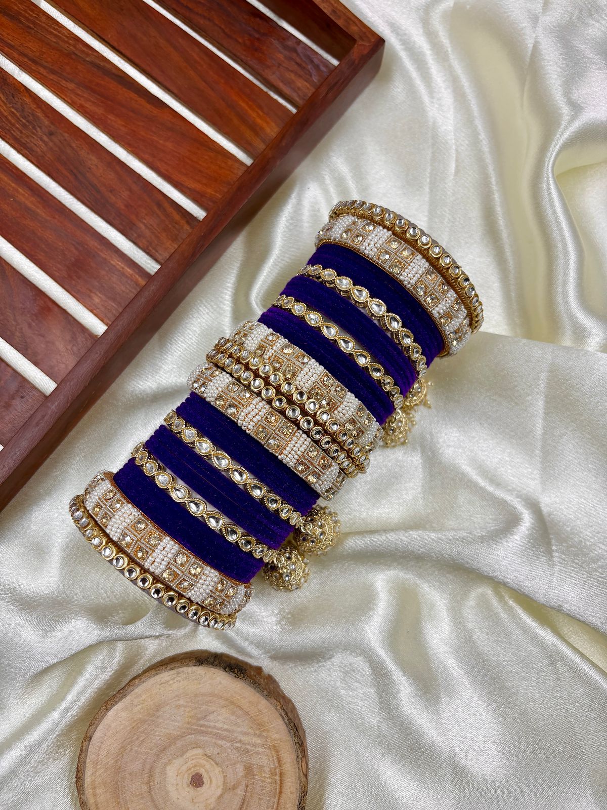 Kundan bangle set with jhumki hangings
