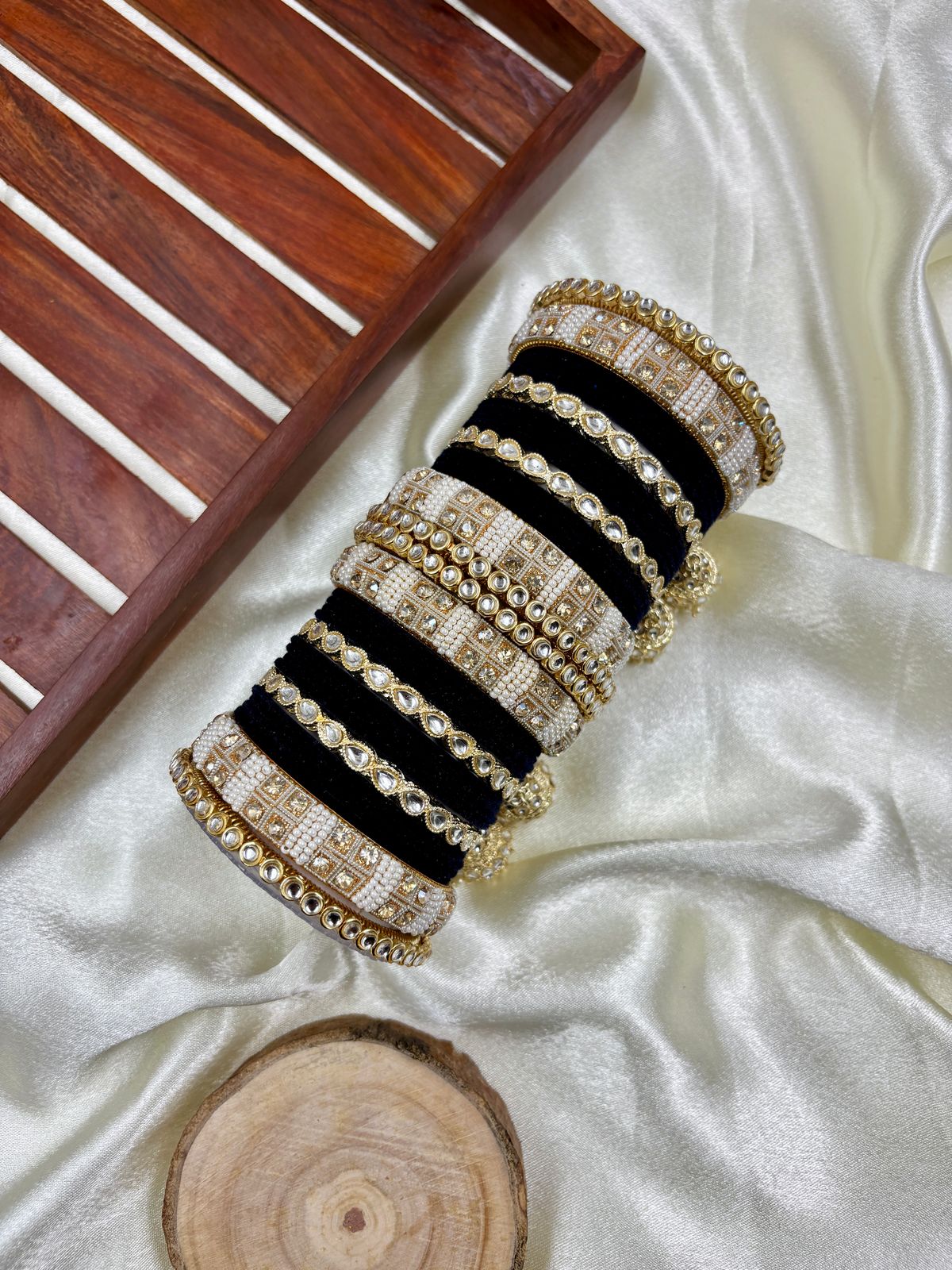 Kundan bangle set with jhumki hangings