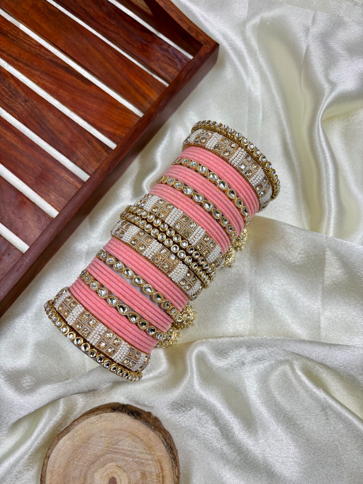Kundan bangle set with jhumki hangings