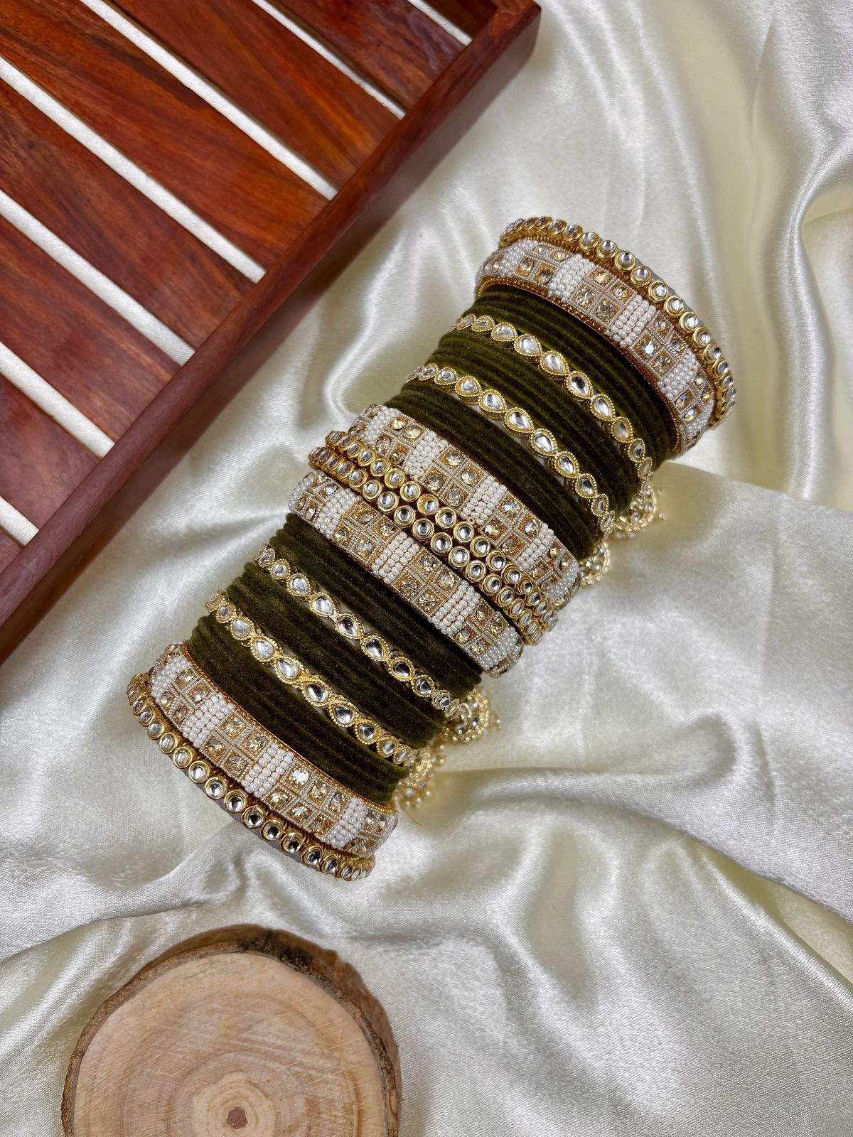 Kundan bangle set with jhumki hangings