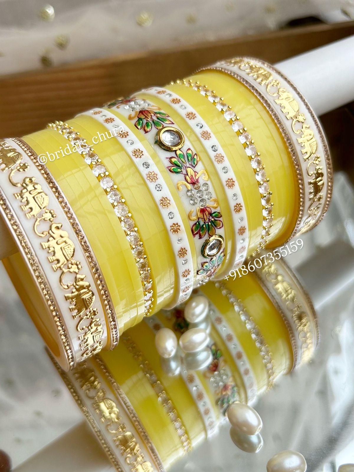Pista green hand-painted chura