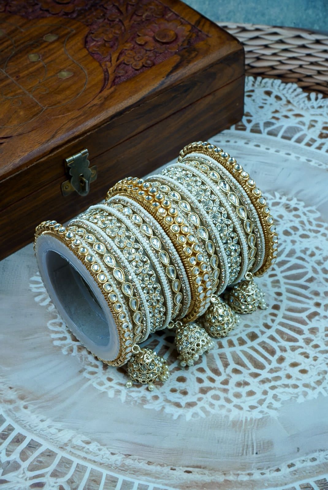 Karvachauth bangles kundan set