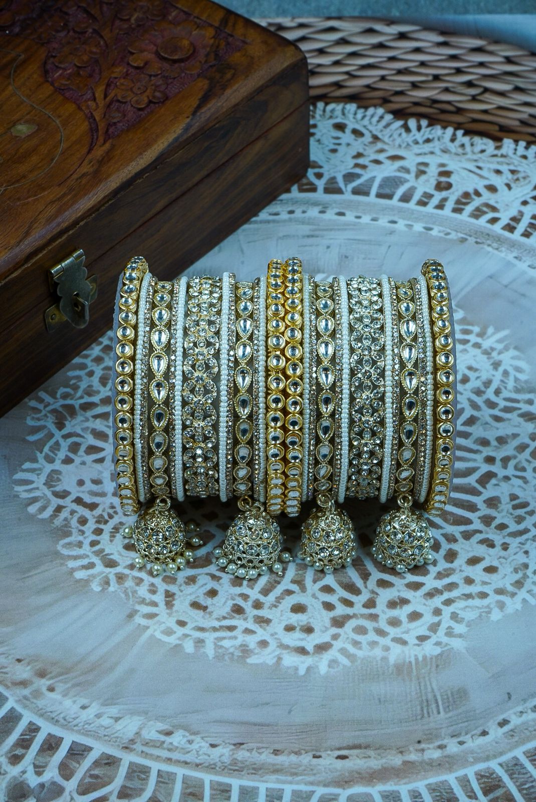 Karvachauth bangles kundan set
