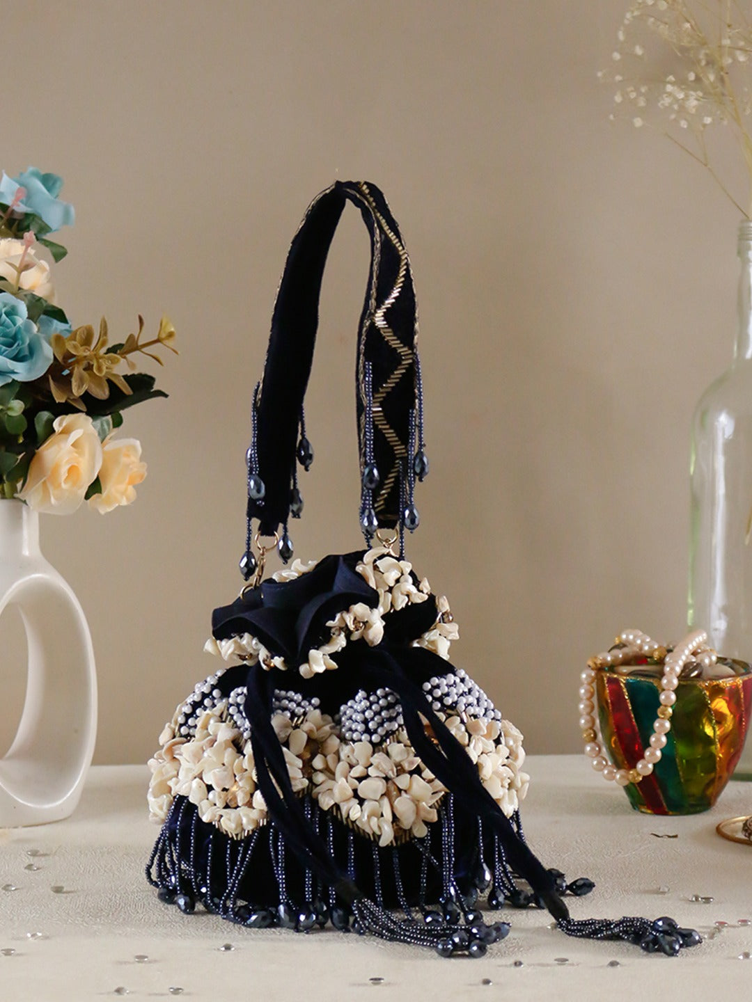Designer velvet potli bag