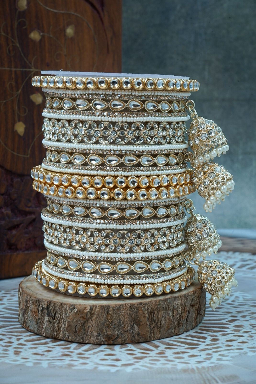 Karvachauth bangles kundan set