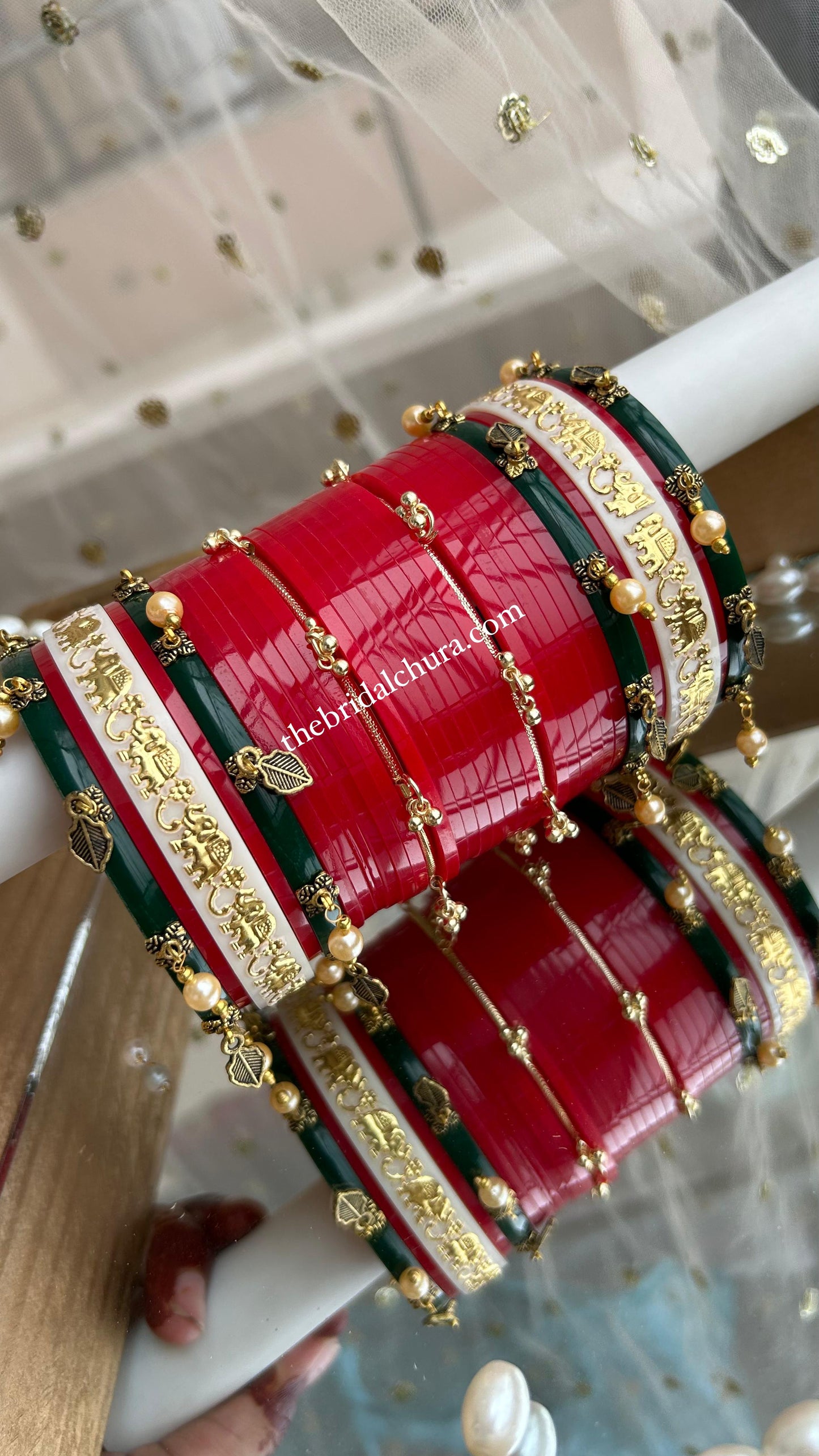 Red Bridal Chooda Set with Elephant Charms & Ghungroo Bangles – Trending Dulhan Look 2025