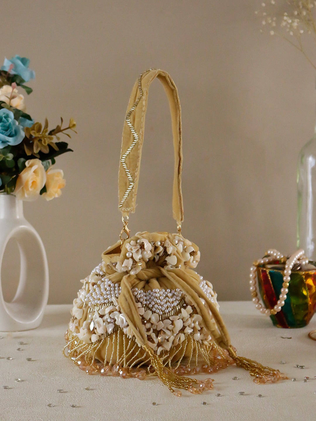 Designer velvet potli bag