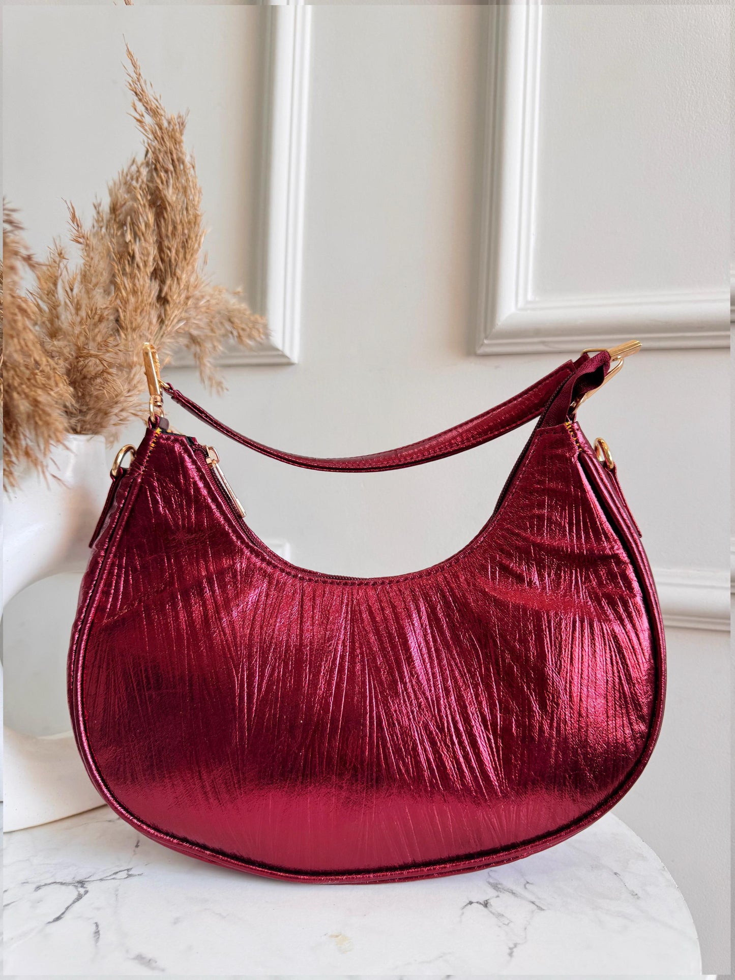 Mettalic hobo sling party bag