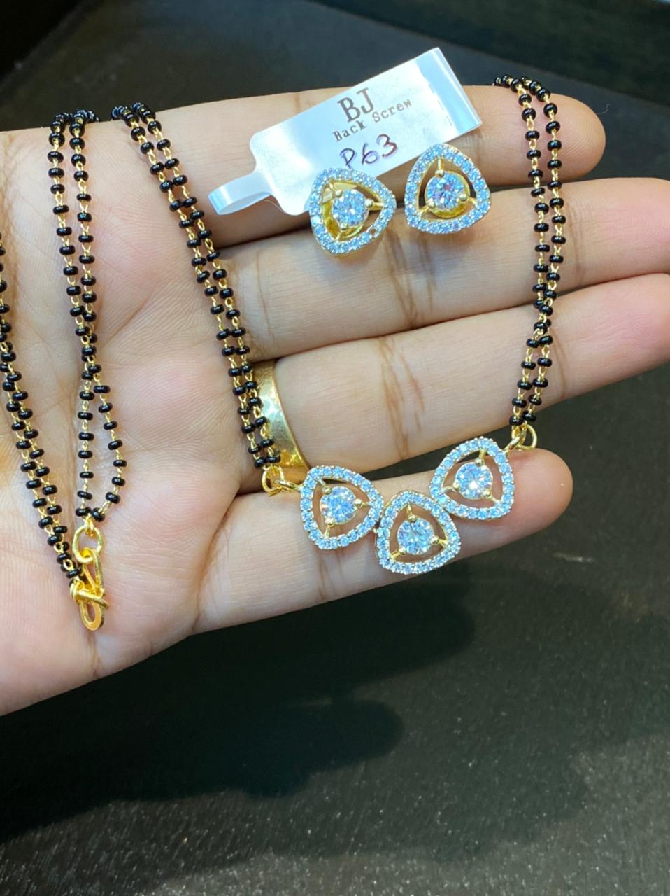 Short pendant American diamond mangalsutra