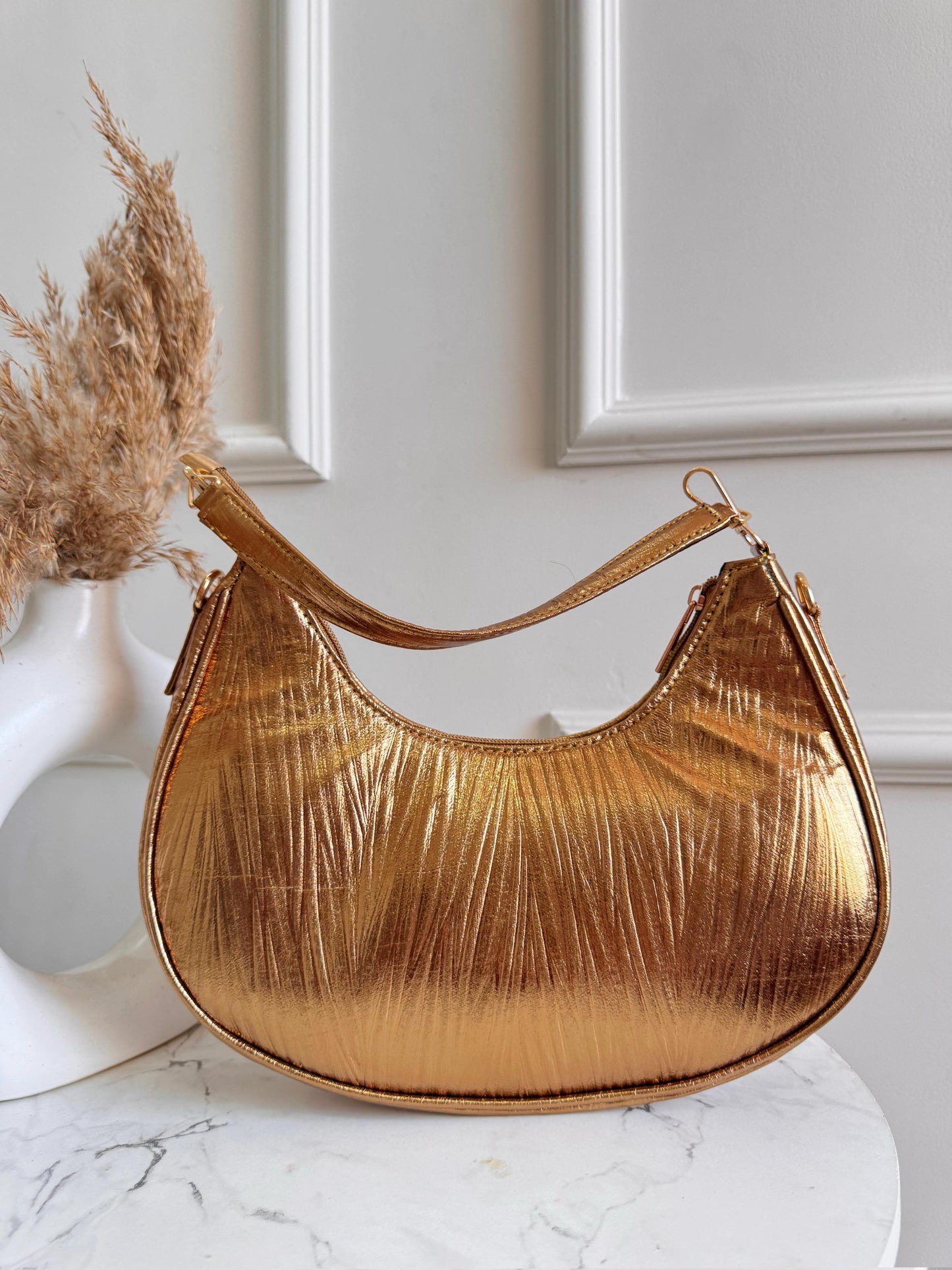 Mettalic hobo sling party bag