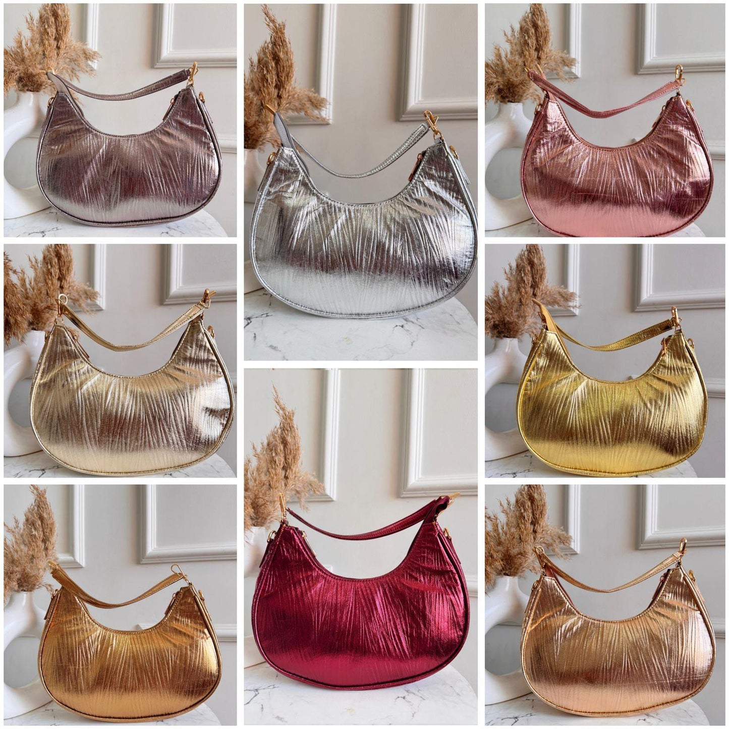 Mettalic hobo sling party bag