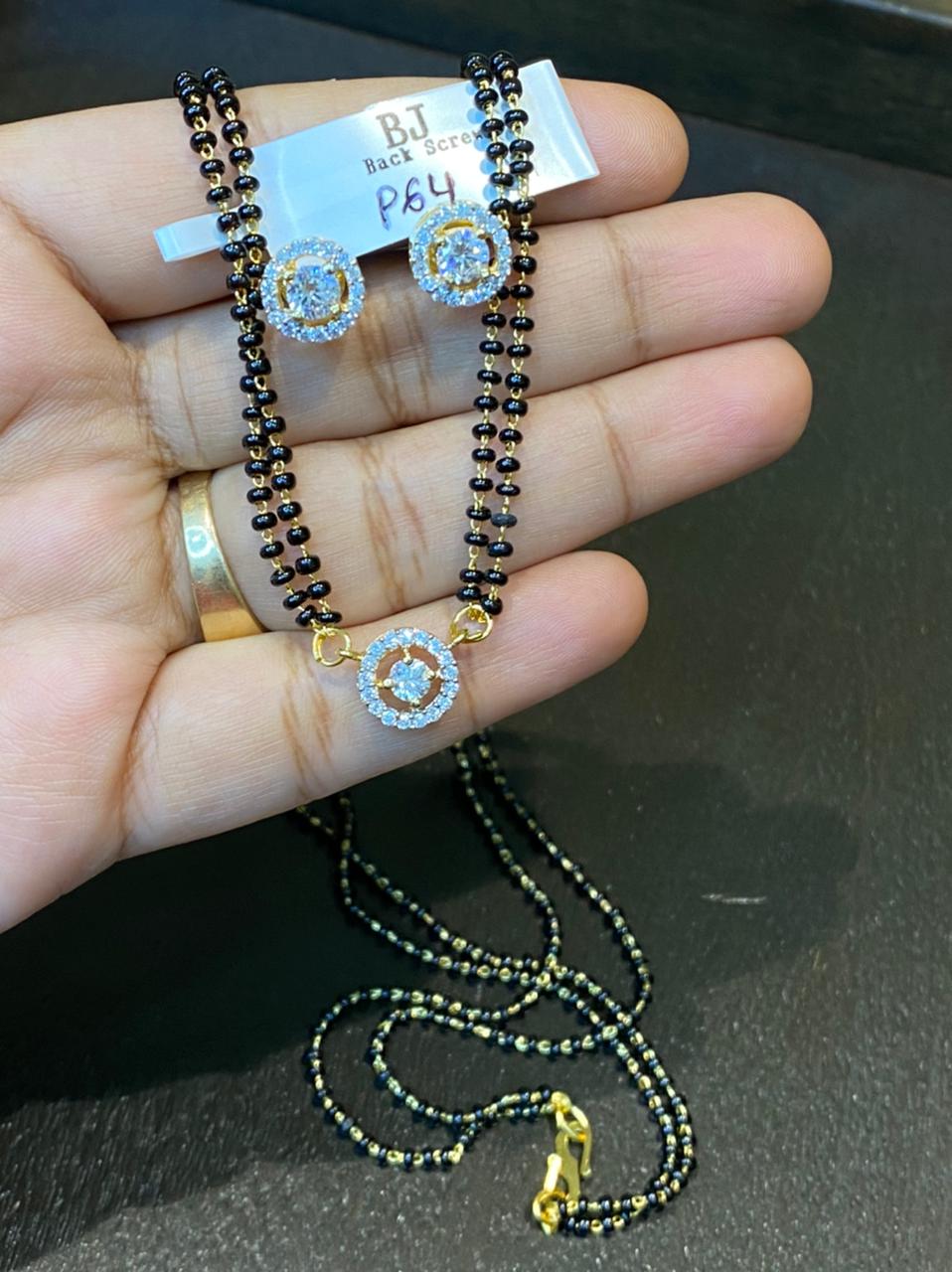 Single stone american diamond classy mangalsutra