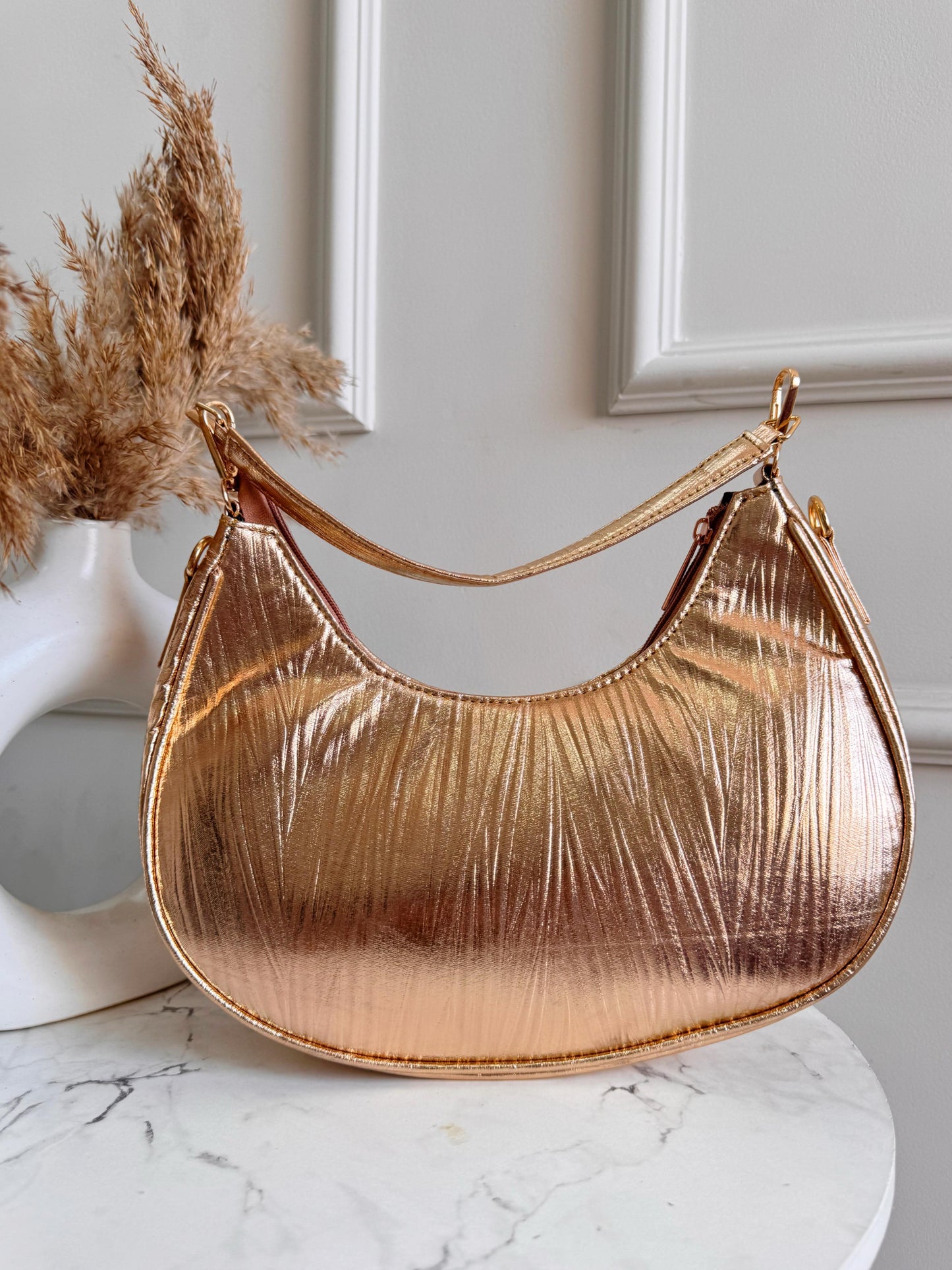 Mettalic hobo sling party bag