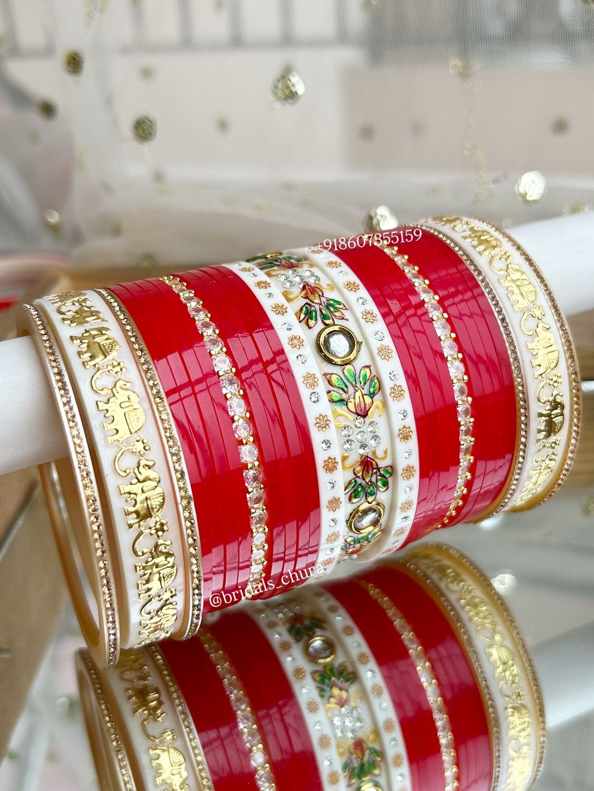 Pista green hand-painted chura