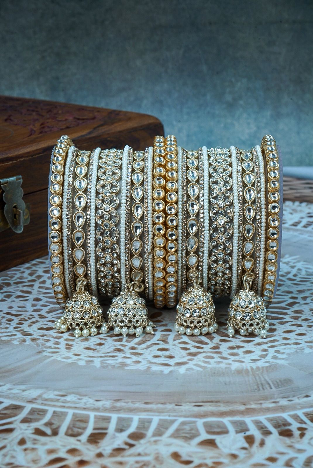 Karvachauth bangles kundan set