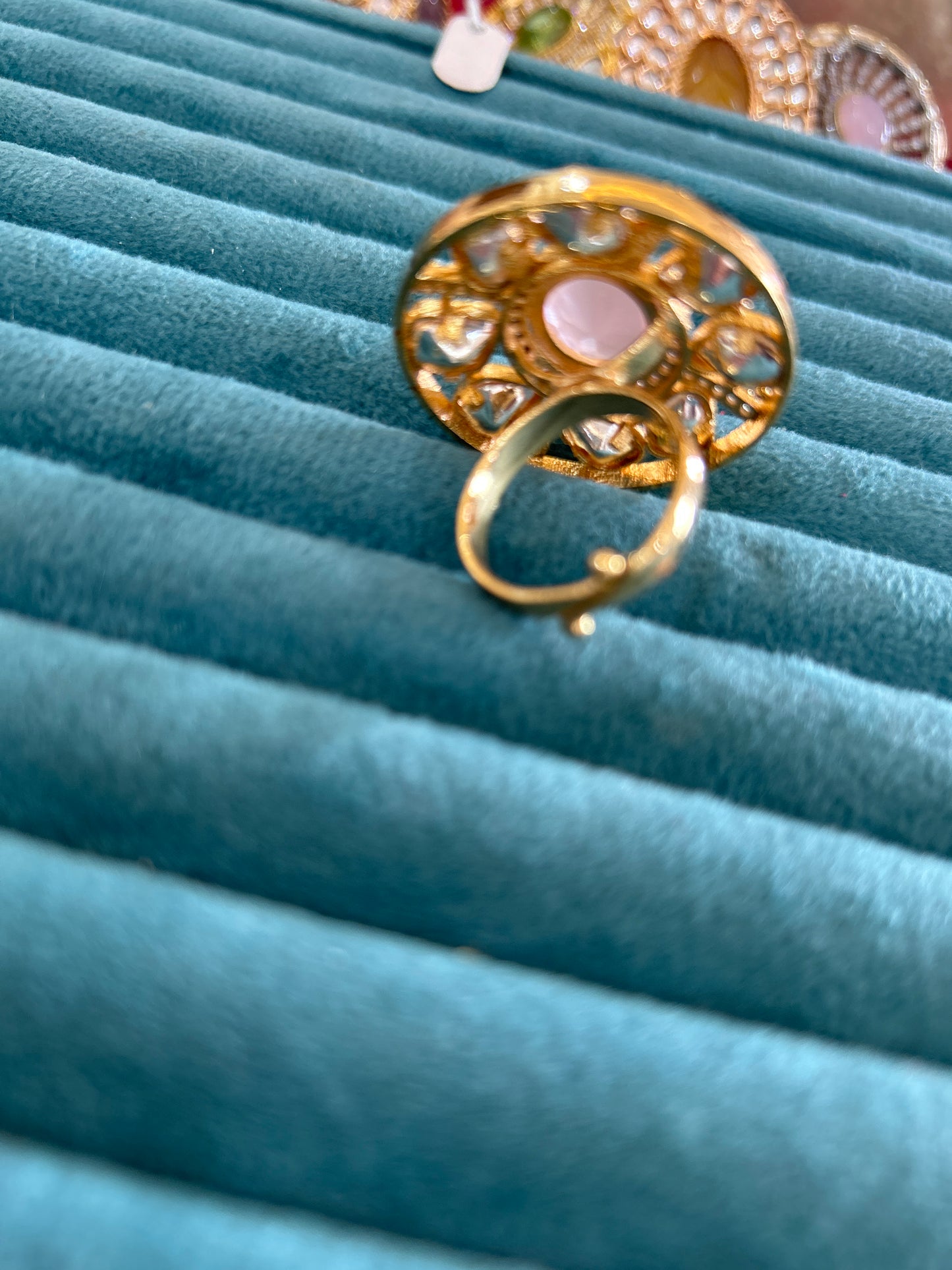 Oval shape polki finger ring