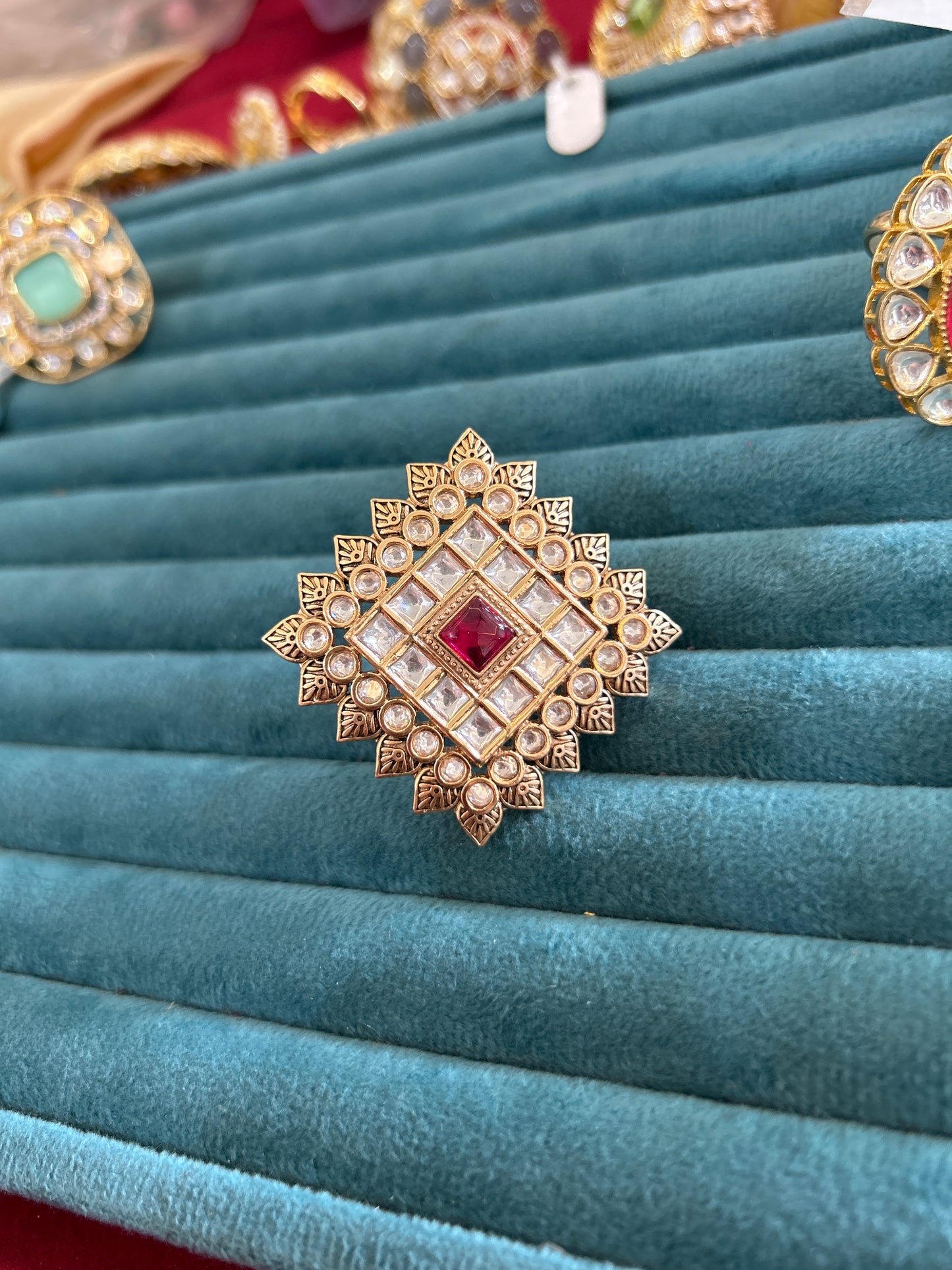 Square shape Antique polki ring
