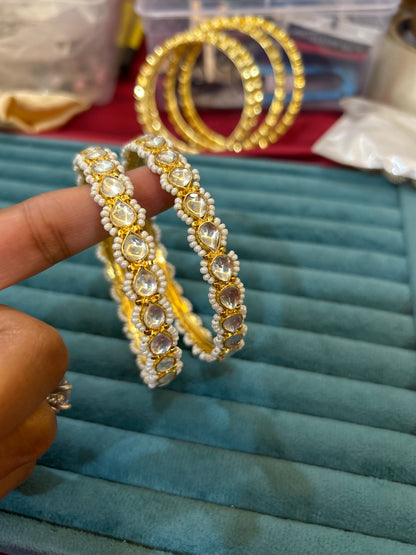 ‘’Rhea’ pachi kundan drop shape bangels