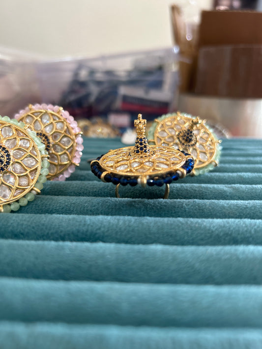 3D peacock Ring polki stones
