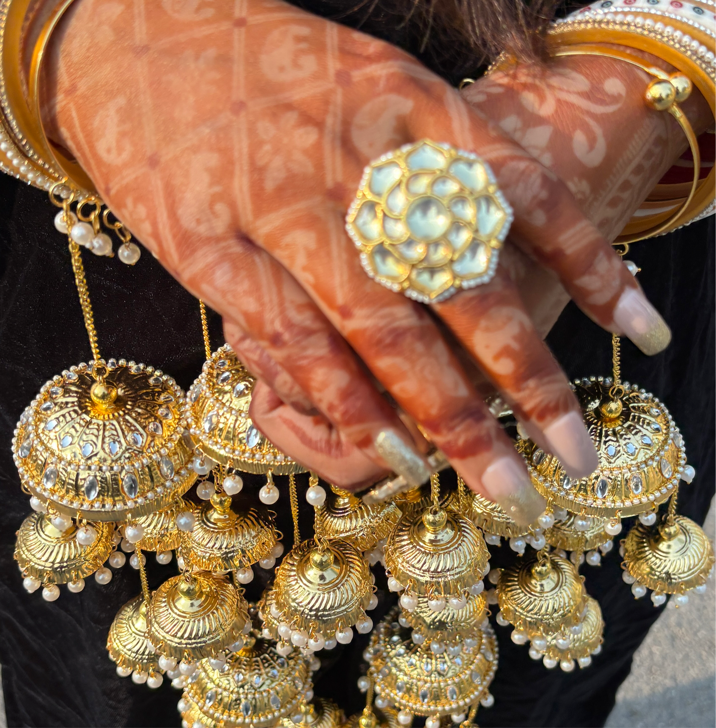 Pachi kundan finger ring