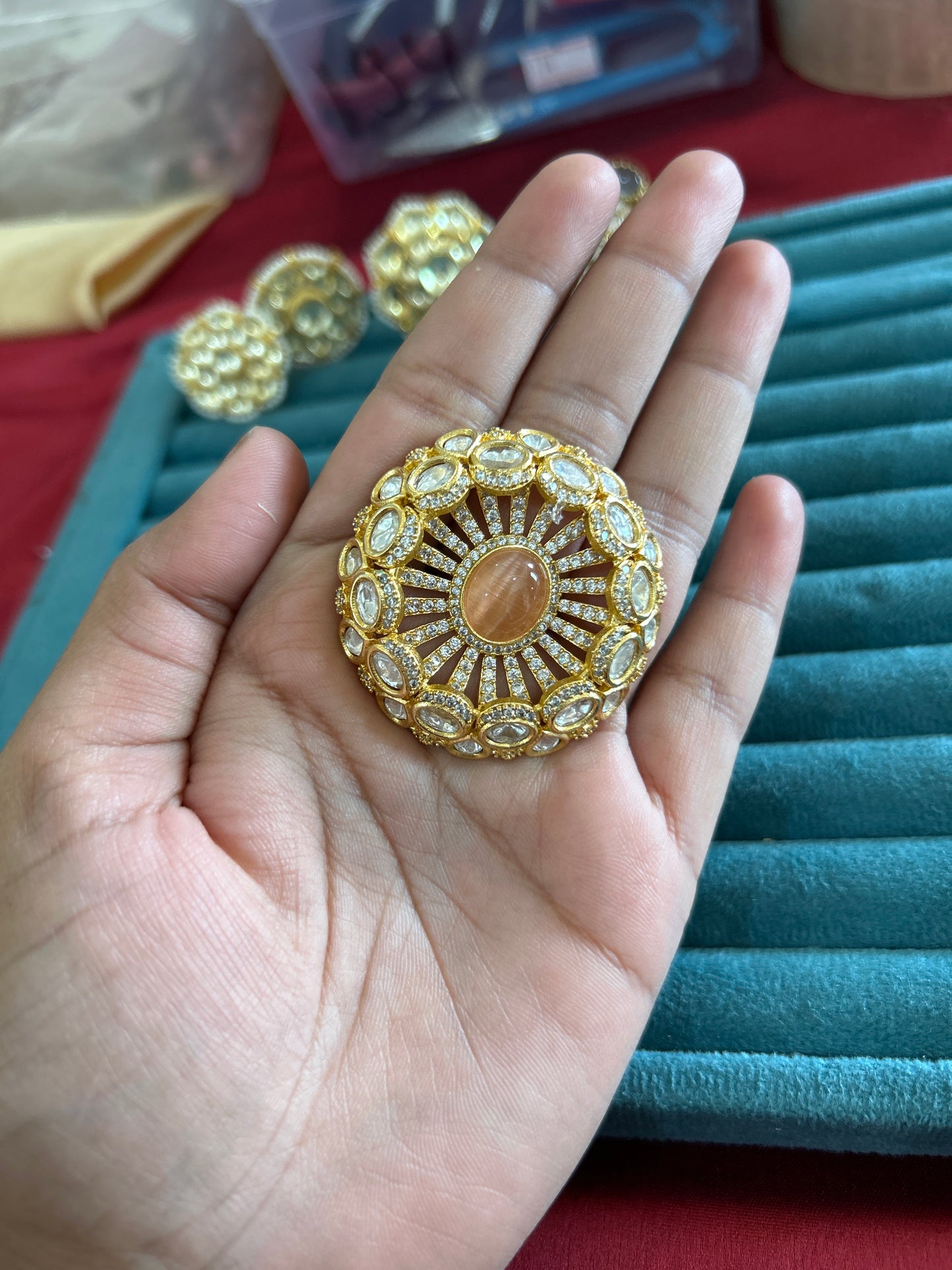 'Sarswati' Cocktail polki ring