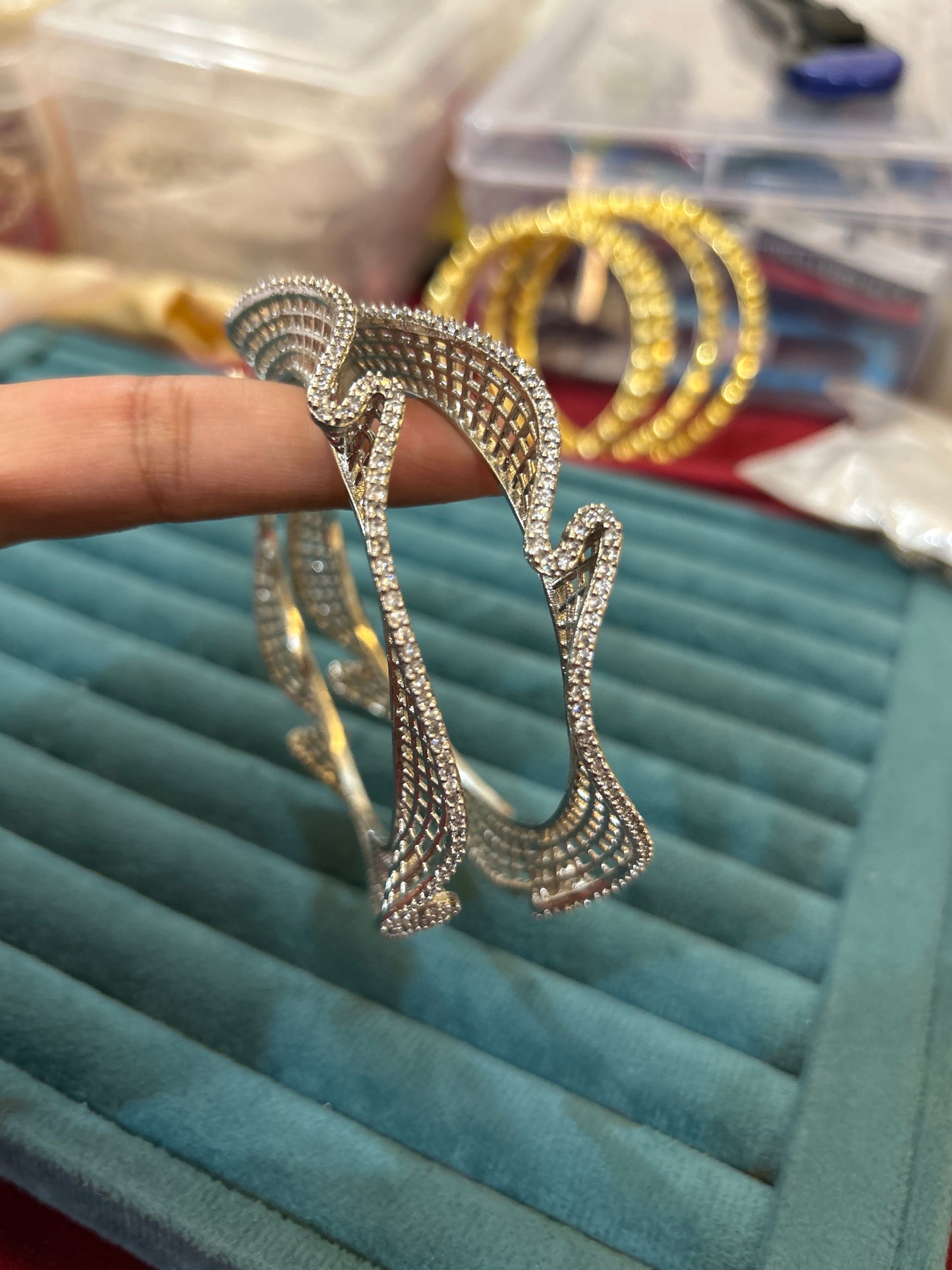 ‘Aishwarya’ silver AD Bangles