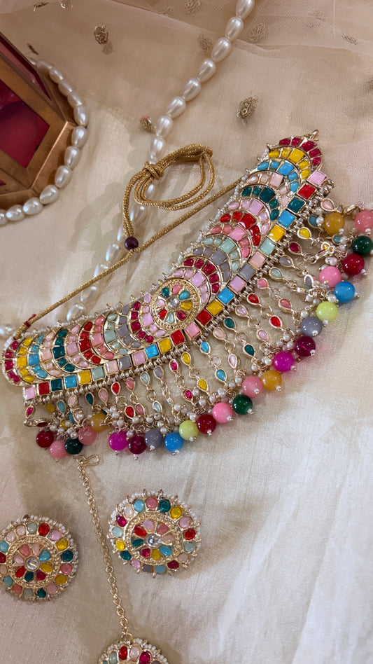 Multi color Kundan choker
