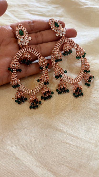‘Himani’ Rose Gold Emerald diamond earrings