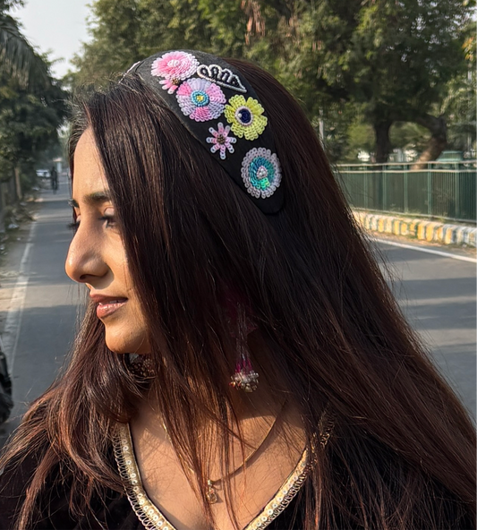 Hand embroidered headband