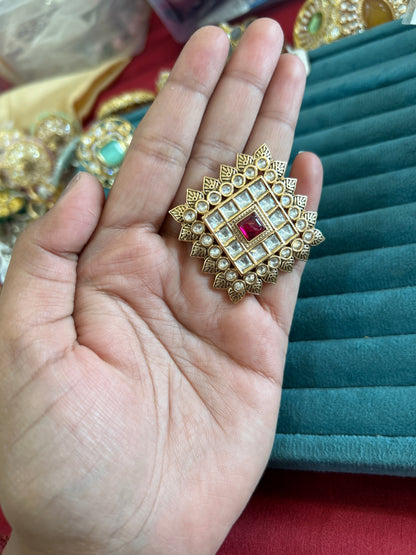 Square shape Antique polki ring