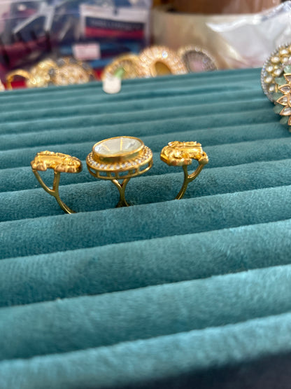 'Manjot' polki elephnt motif Finger ring