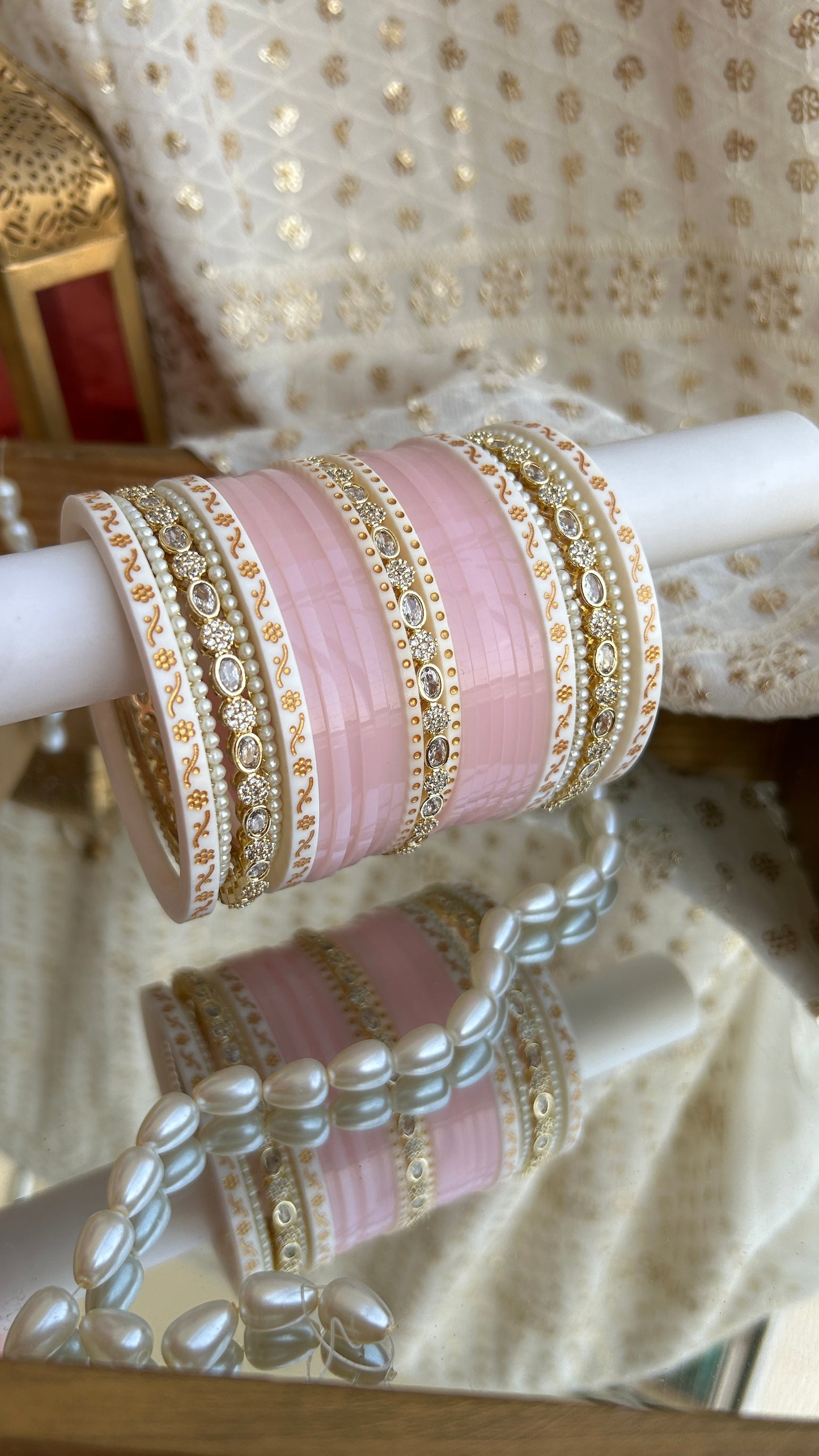 ‘Isha’ American Diamond pearl short chooda