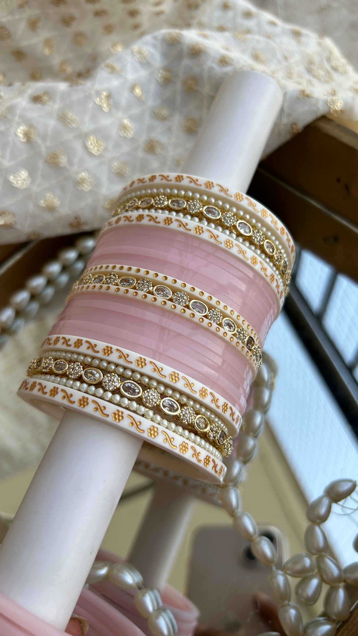 ‘Isha’ American Diamond pearl short chooda