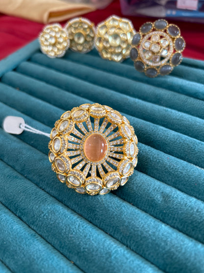 'Sarswati' Cocktail polki ring