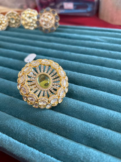 'Sarswati' Cocktail polki ring