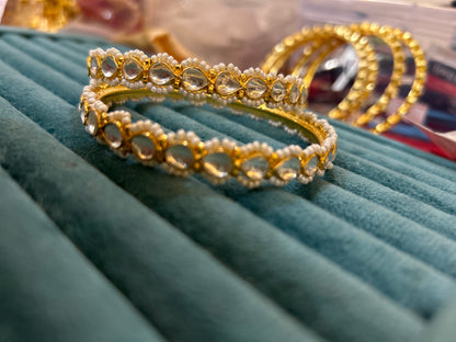 ‘’Rhea’ pachi kundan drop shape bangels