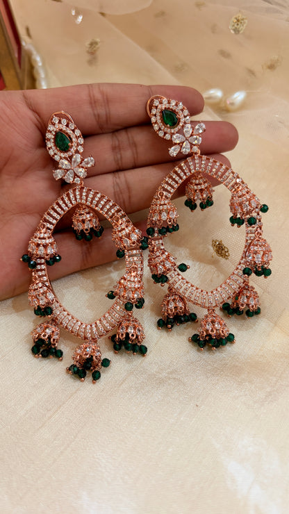 ‘Himani’ Rose Gold Emerald diamond earrings