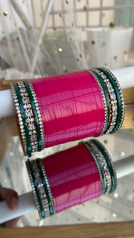 ‘Shreya’ Pink And Green combination chooda