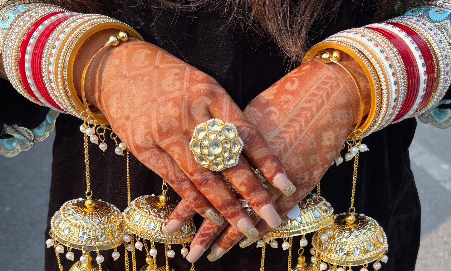 Pachi kundan finger ring