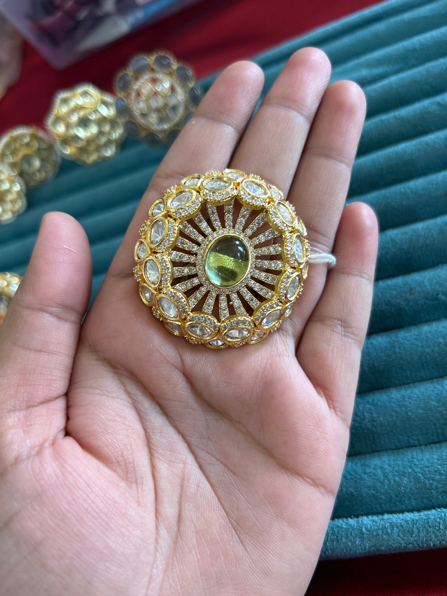 'Sarswati' Cocktail polki ring