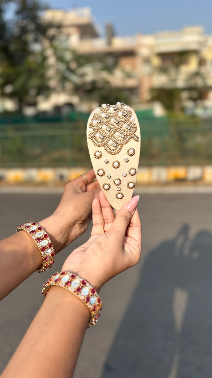 Ivory pearl golden embroidered hairband