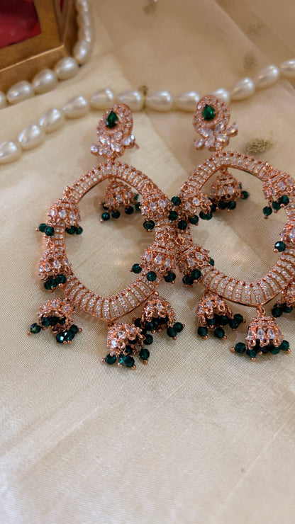 ‘Himani’ Rose Gold Emerald diamond earrings