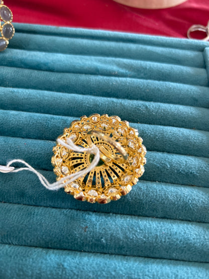 'Sarswati' Cocktail polki ring