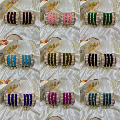 Kundan bangle set with jhumki hangings