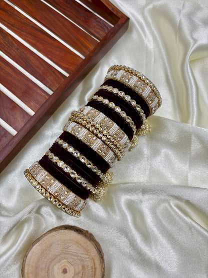 Kundan bangle set with jhumki hangings